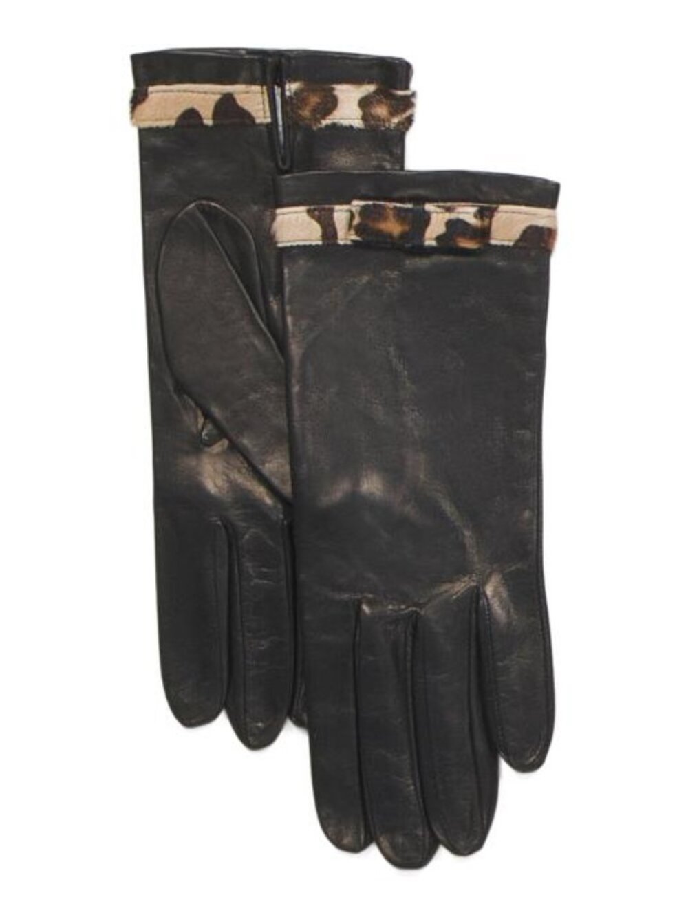 PORTOLANO Leather Gloves With Silk Lining And Haircalf Trim